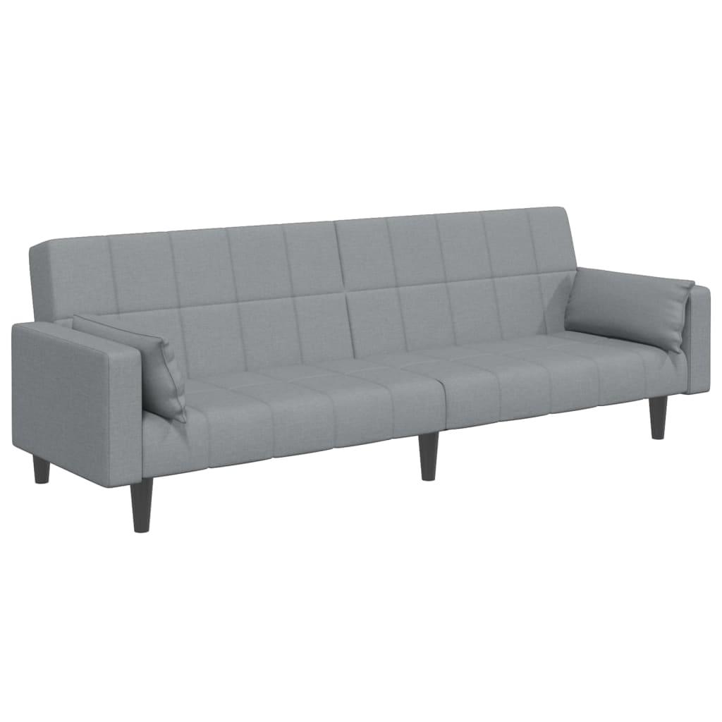 Sofá-cama de 2 lugares c/ apoio de pés tecido cinzento-claro