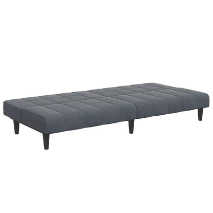 Sofá-cama 2 lugares c/ apoio de pés veludo cinzento-escuro