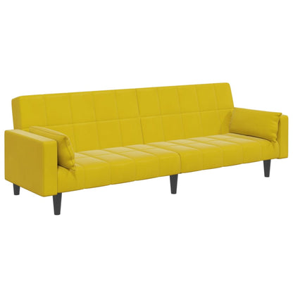 Sofá-cama 2 lugares c/ apoio de pés veludo amarelo