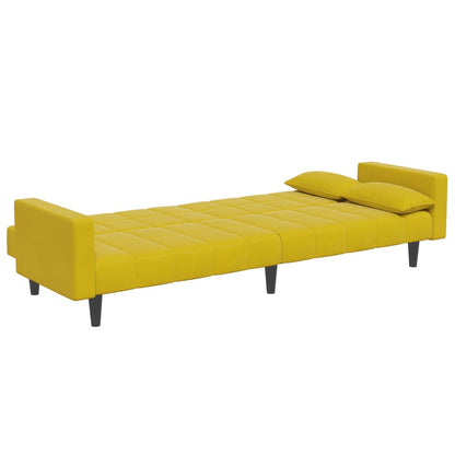 Sofá-cama 2 lugares c/ apoio de pés veludo amarelo