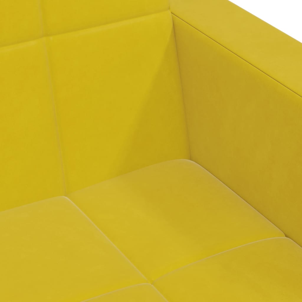 Sofá-cama 2 lugares c/ apoio de pés veludo amarelo