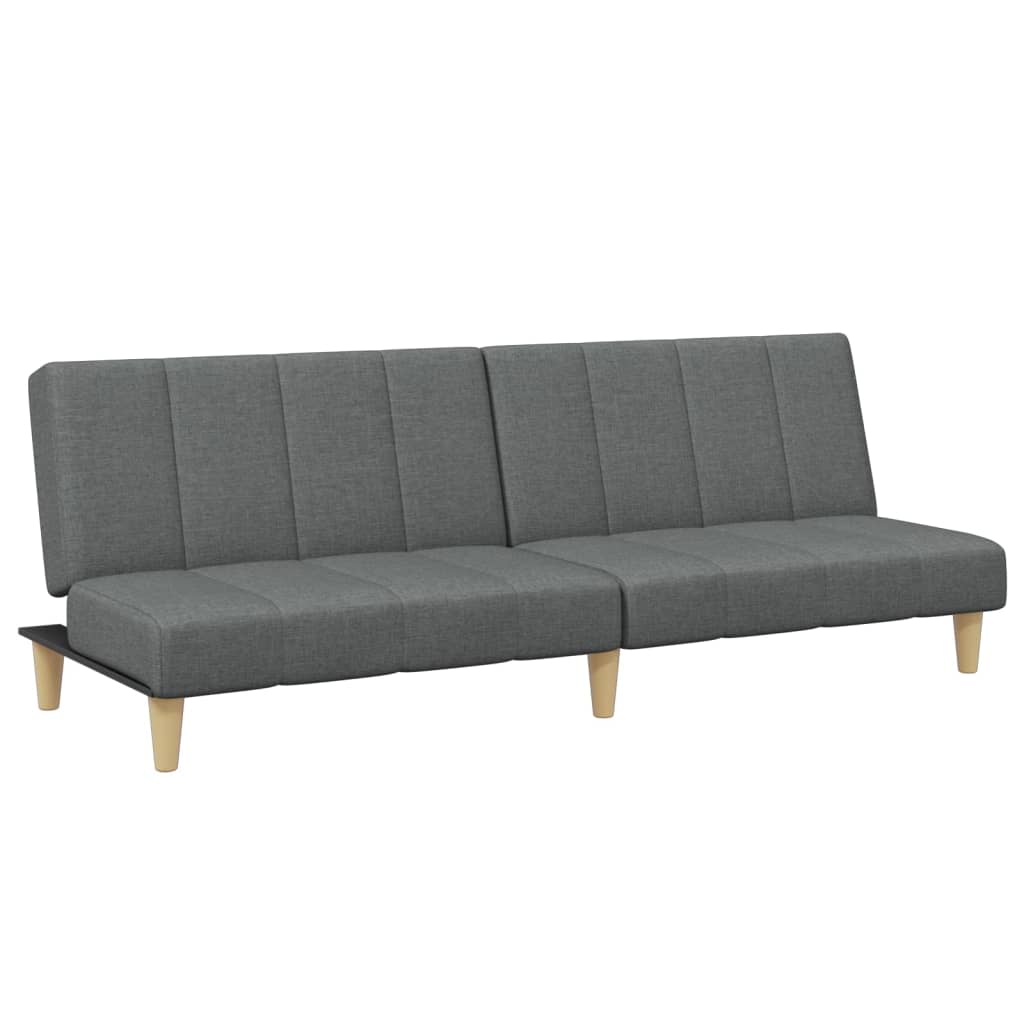 Sofá-cama de 2 lugares c/ apoio de pés tecido cinzento-escuro