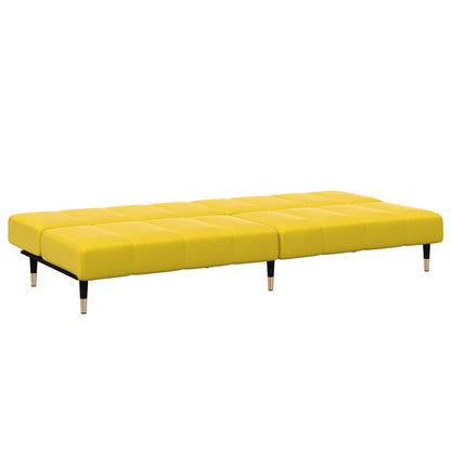 Sofá-cama 2 lugares c/ apoio de pés veludo amarelo