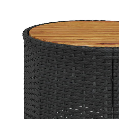 3 pcs conjunto de sofás de jardim semicircular vime PE preto