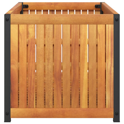 Vaso/floreira de jardim 85x45x44 cm acácia maciça e aço