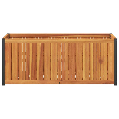 Vaso/floreira de jardim 110x45x44 cm acácia maciça e aço