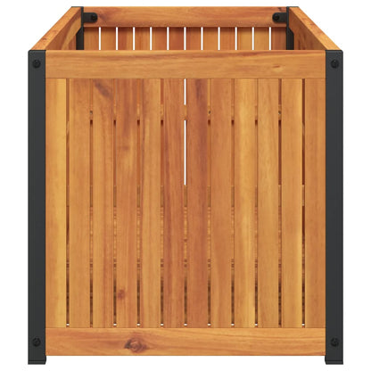 Vaso/floreira de jardim 110x45x44 cm acácia maciça e aço