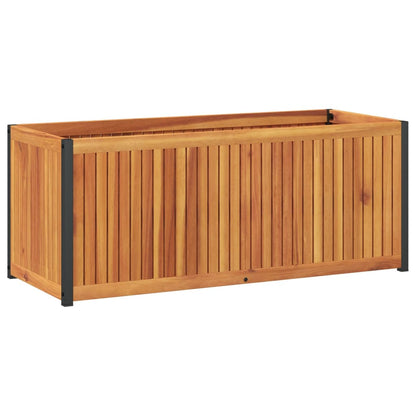 Vaso/floreira de jardim 110x45x44 cm acácia maciça e aço