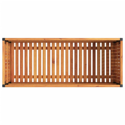 Vaso/floreira de jardim 110x45x44 cm acácia maciça e aço