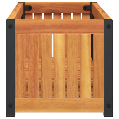 Vaso/floreira de jardim 80x30x27,5 cm acácia maciça e aço