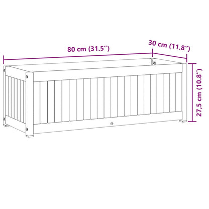 Vaso/floreira de jardim 80x30x27,5 cm acácia maciça e aço