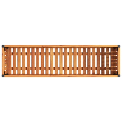 Vaso/floreira de jardim 110x30x27,5 cm acácia maciça e aço