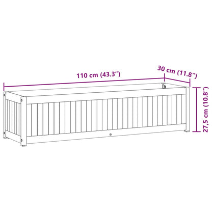 Vaso/floreira de jardim 110x30x27,5 cm acácia maciça e aço