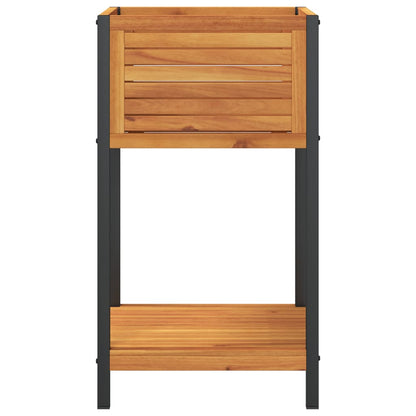 Vaso/floreira jardim c/ prateleira 45x45x80cm acácia maciça/aço