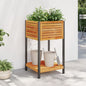 Vaso/floreira jardim c/ prateleira 45x45x80cm acácia maciça/aço
