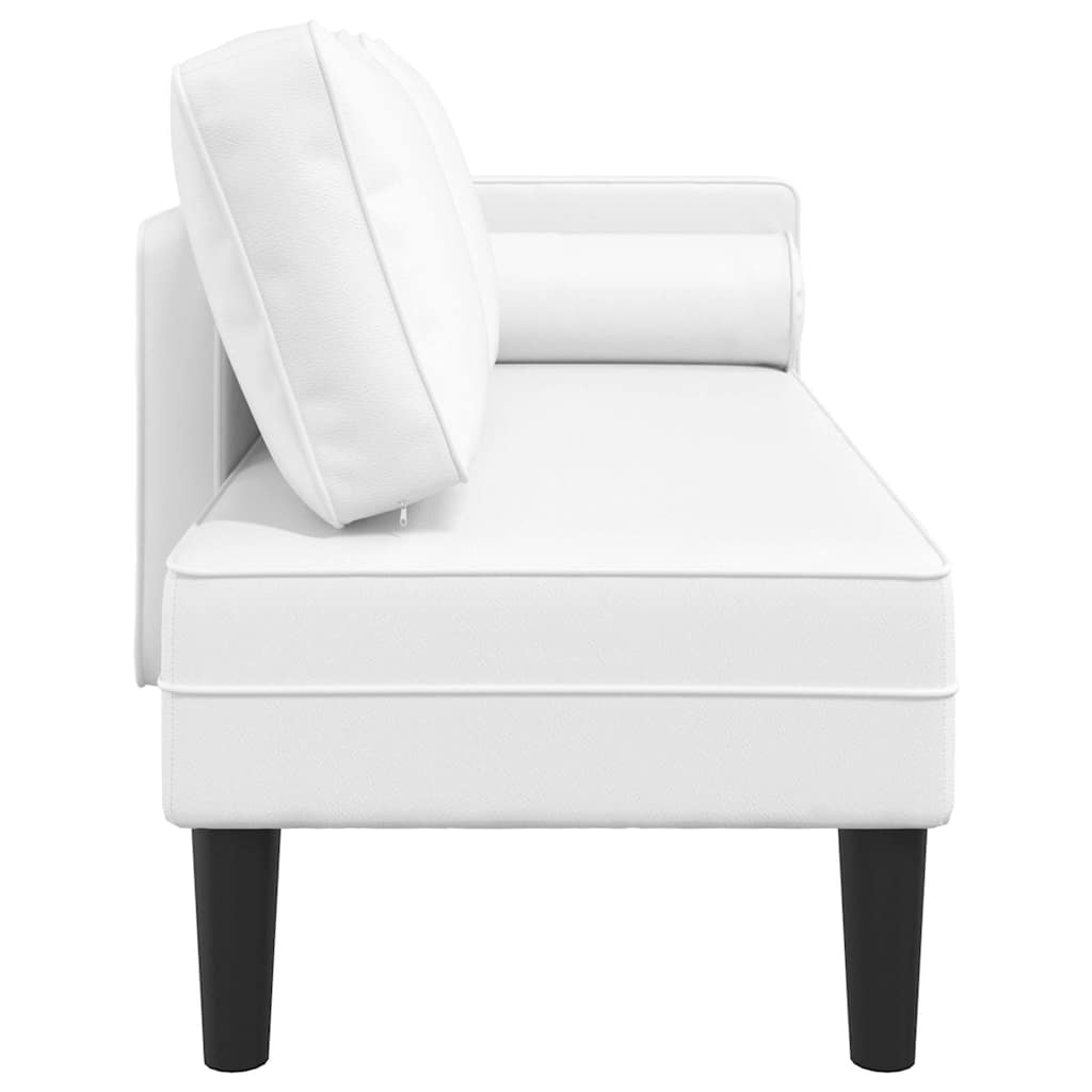 Chaise longue com almofadões couro artificial branco