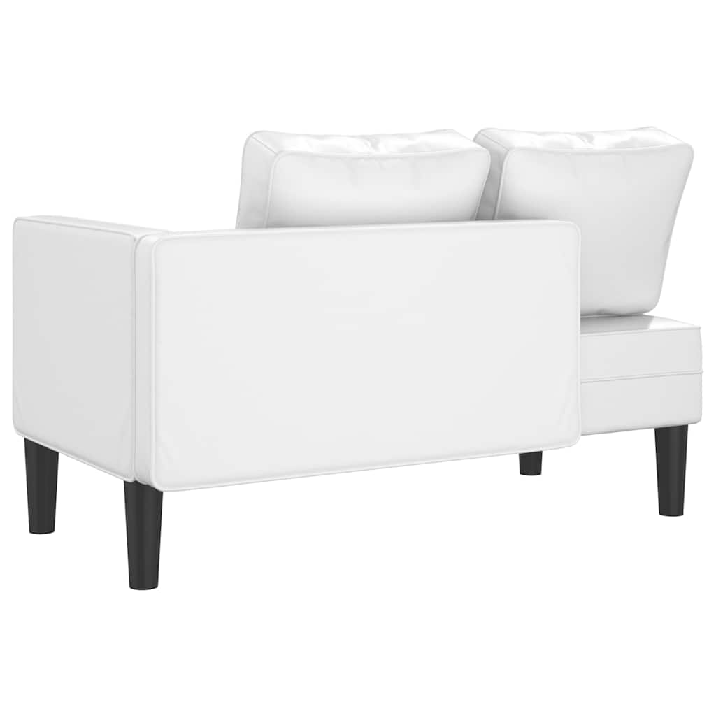 Chaise longue com almofadões couro artificial branco