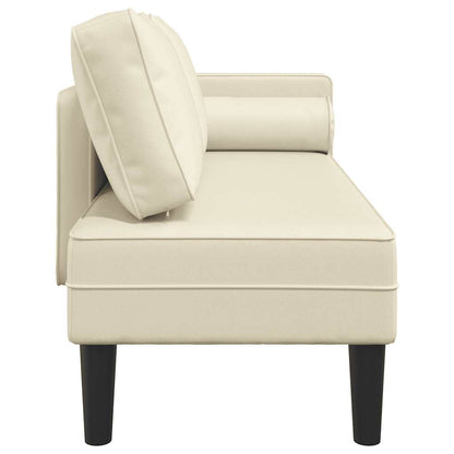 Chaise longue com almofadões couro artificial creme