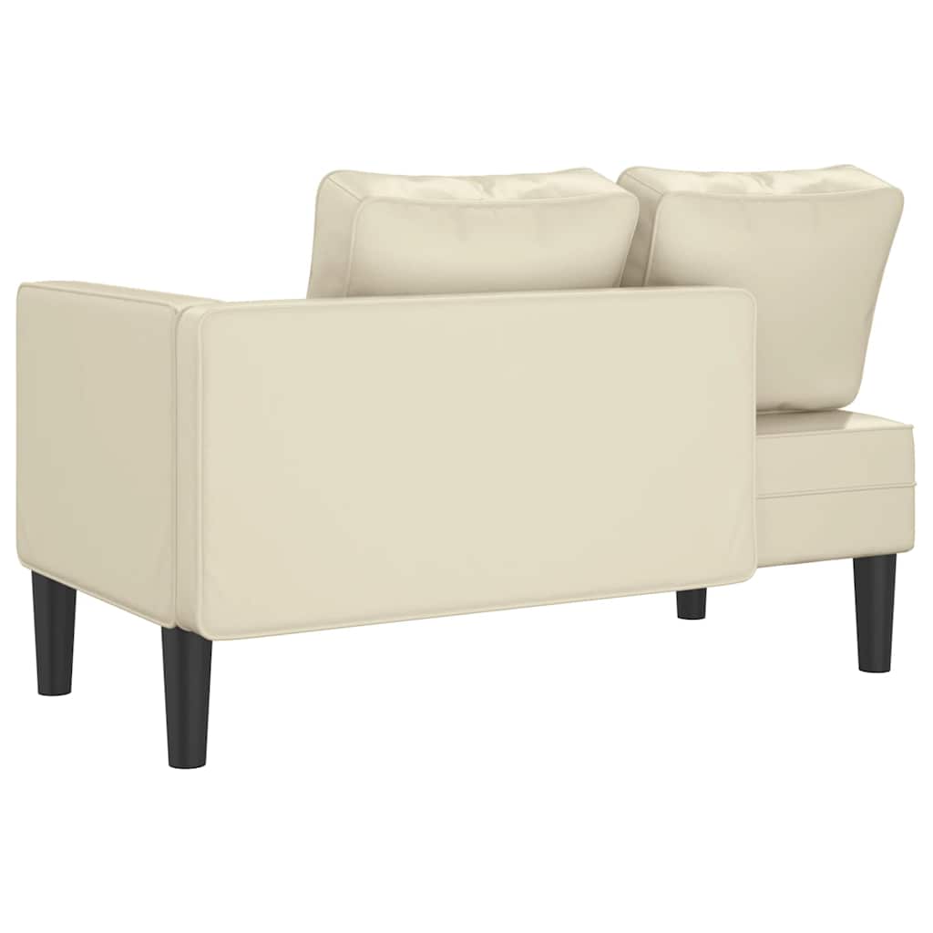 Chaise longue com almofadões couro artificial creme
