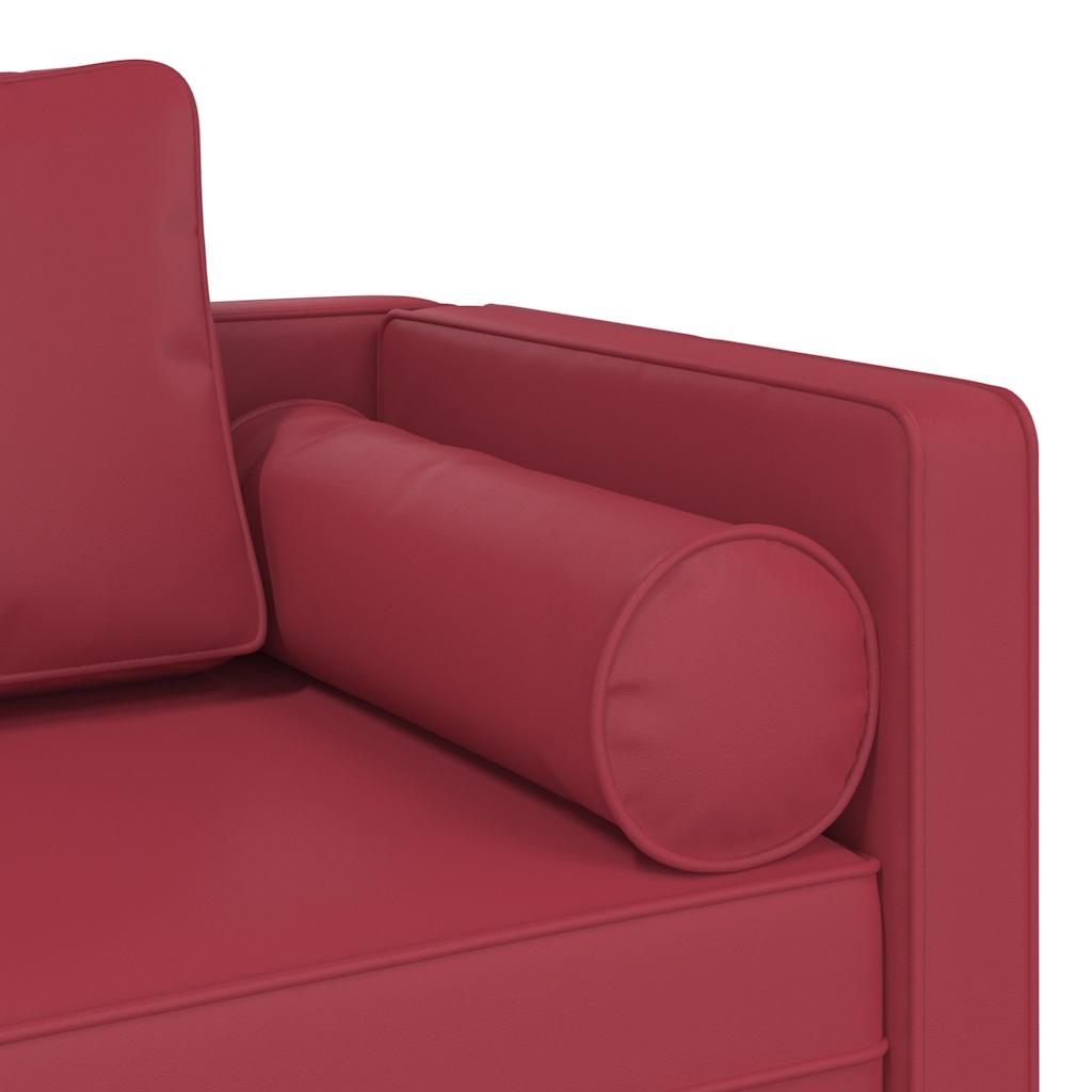 Chaise longue com almofadões couro artificial vermelho tinto