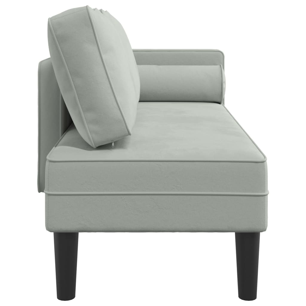 Chaise lounge com almofadões veludo cinzento-claro