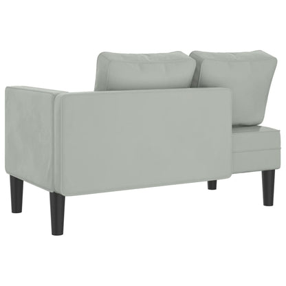 Chaise lounge com almofadões veludo cinzento-claro