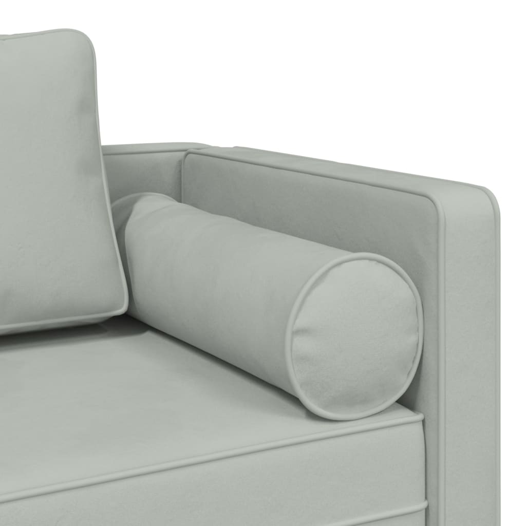 Chaise lounge com almofadões veludo cinzento-claro