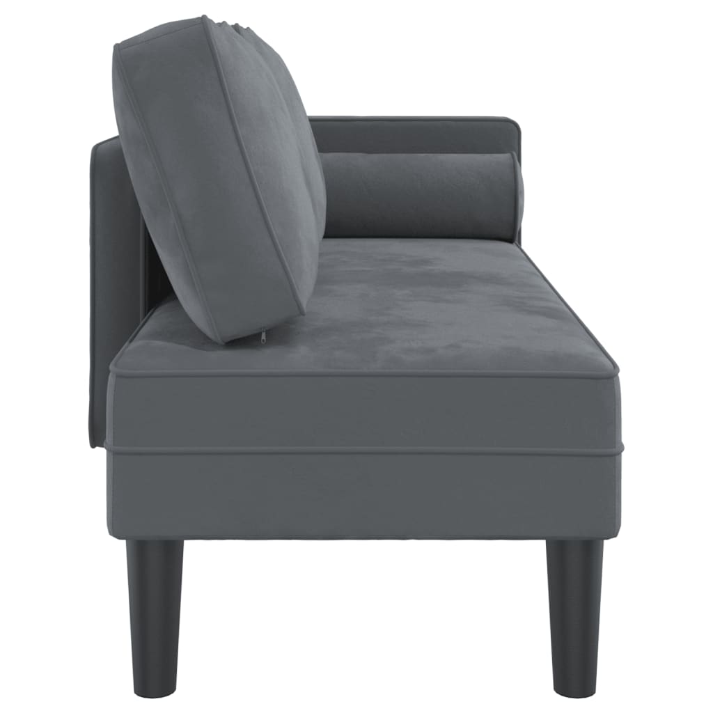 Chaise lounge com almofadões veludo cinzento-escuro