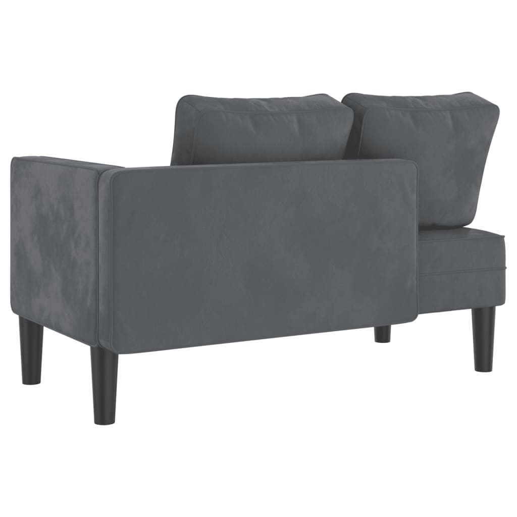 Chaise lounge com almofadões veludo cinzento-escuro