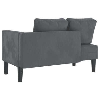 Chaise lounge com almofadões veludo cinzento-escuro