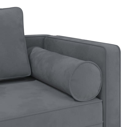 Chaise lounge com almofadões veludo cinzento-escuro
