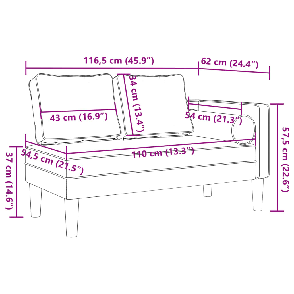 Chaise lounge com almofadões veludo cinzento-escuro