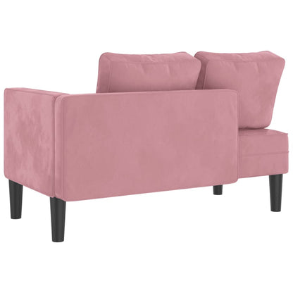Chaise longue com almofadões veludo rosa