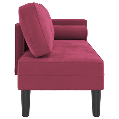 Chaise longue com almofadões veludo vermelho tinto