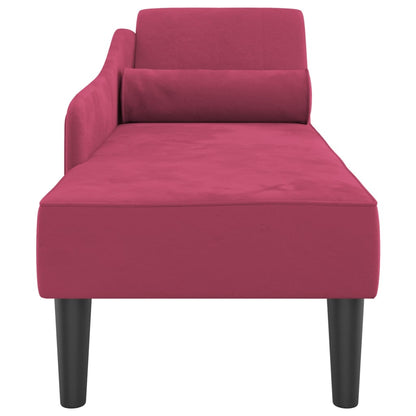 Chaise longue com almofadões veludo vermelho tinto