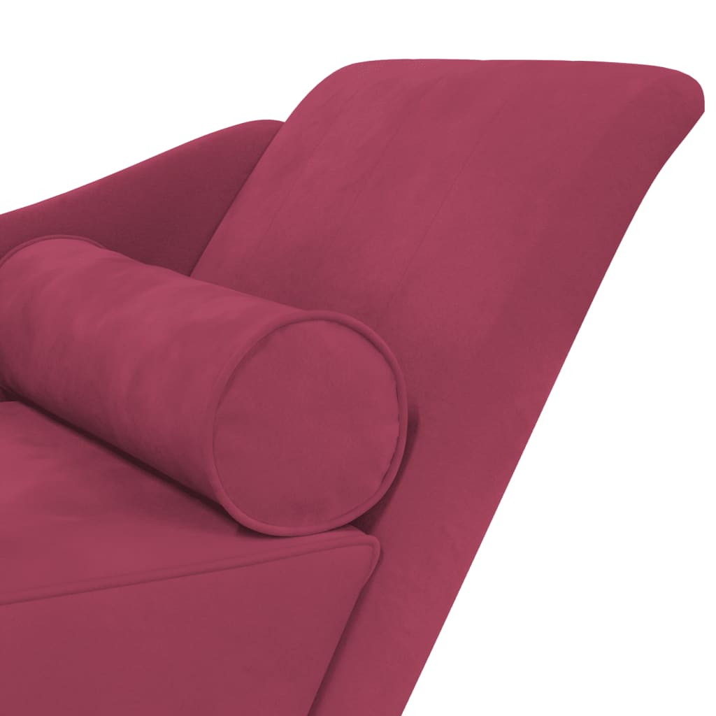 Chaise longue com almofadões veludo vermelho tinto