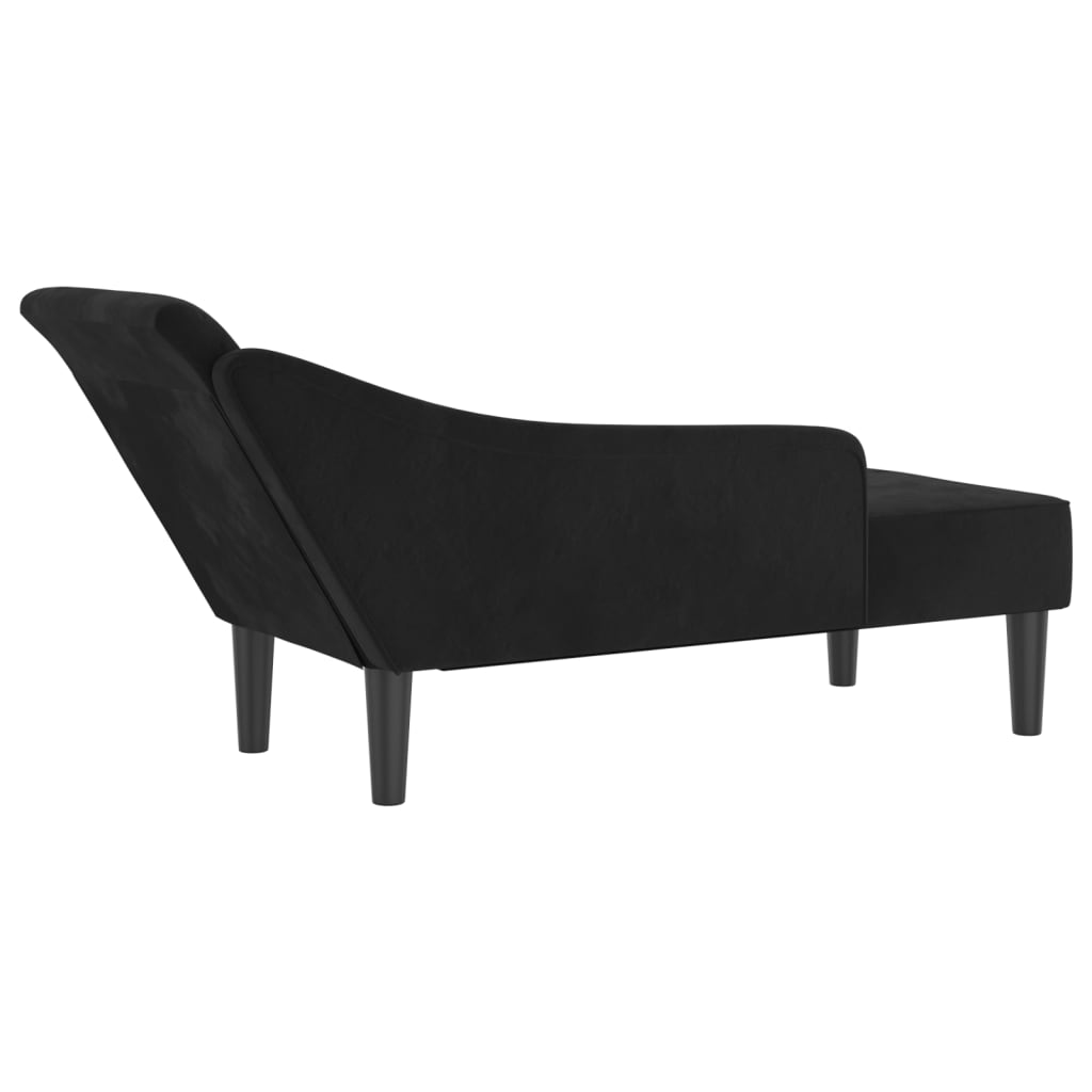 Chaise lounge com almofadões veludo preto