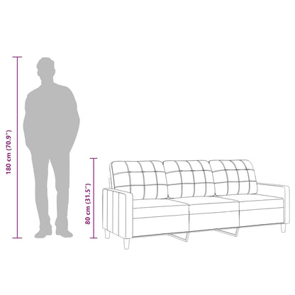 Sofá de 3 lugares tecido 210 cm cinzento-acastanhado