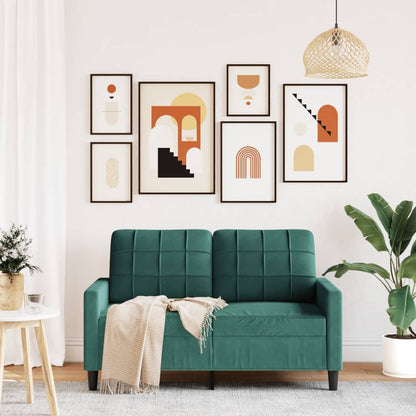 Sofá de 2 lugares 120 cm veludo verde-escuro