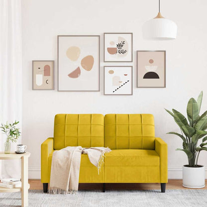 Sofá de 2 lugares veludo 120 cm amarelo