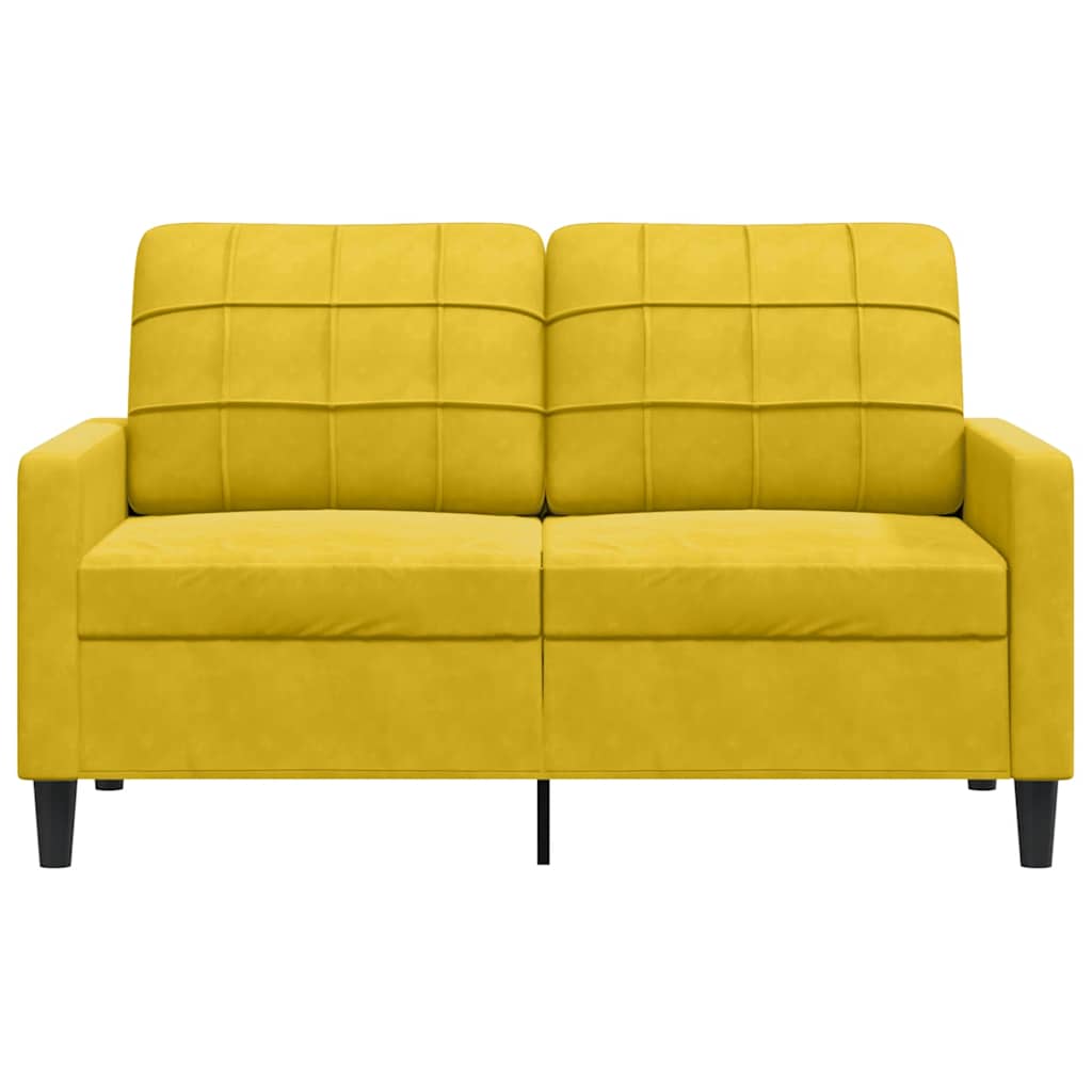 Sofá de 2 lugares veludo 120 cm amarelo