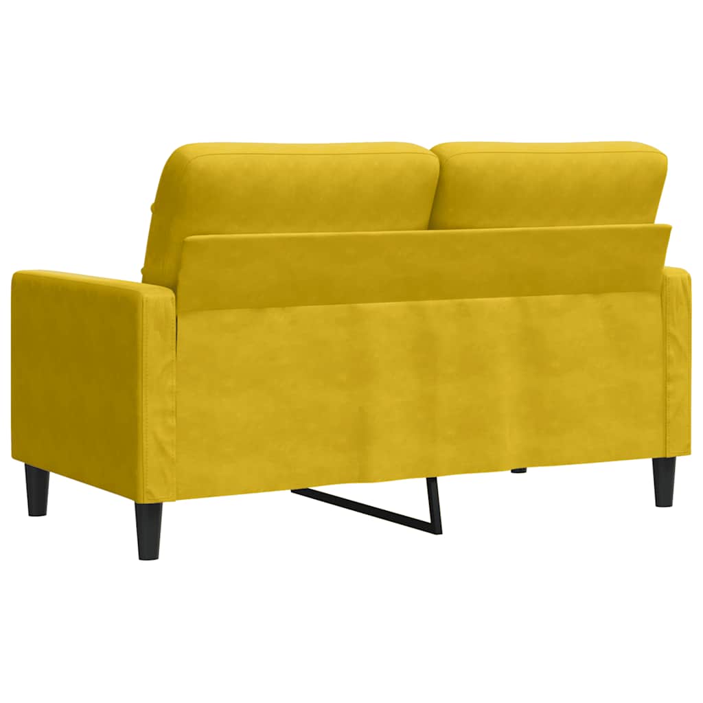 Sofá de 2 lugares veludo 120 cm amarelo