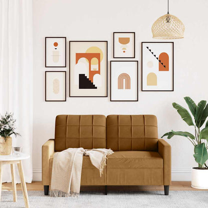 Sofá de 2 lugares veludo 120 cm castanho