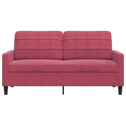 Sofá de 2 lugares veludo 140 cm vermelho tinto