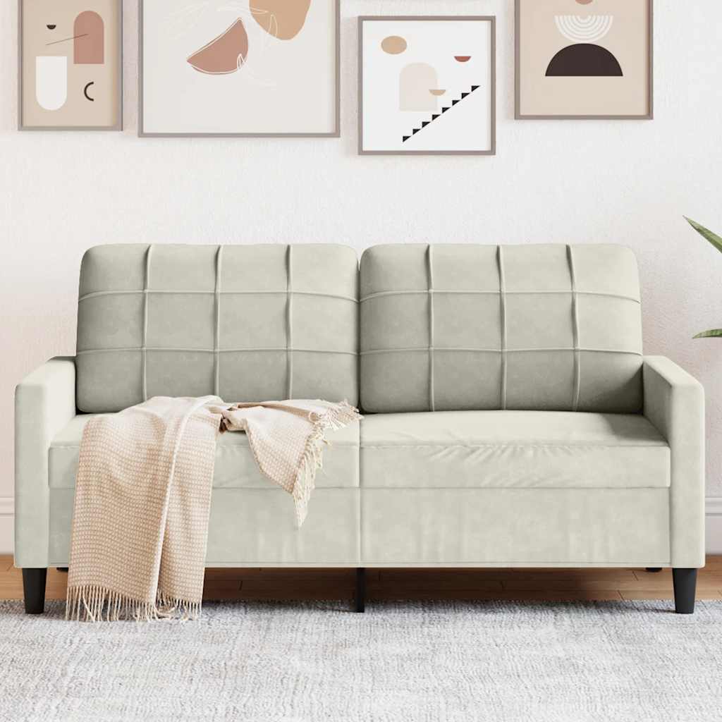 Sofá de 2 lugares veludo 140 cm cor creme