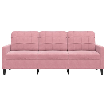 Sofá de 3 lugares 180 cm veludo rosa