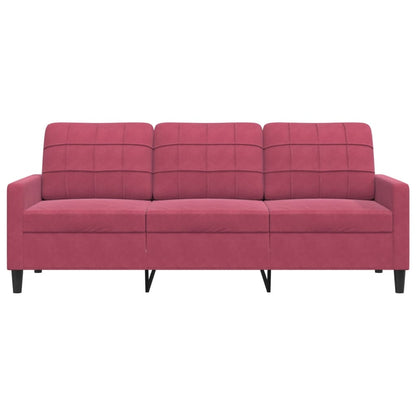 Sofá de 3 lugares veludo 180 cm vermelho tinto