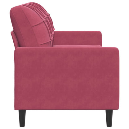 Sofá de 3 lugares veludo 180 cm vermelho tinto