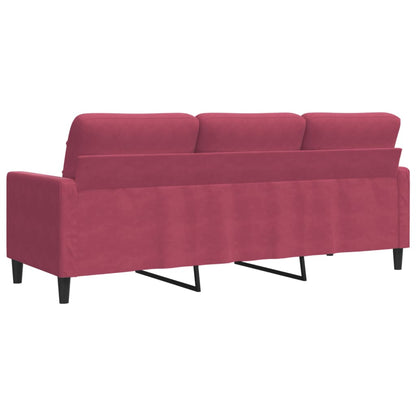 Sofá de 3 lugares veludo 180 cm vermelho tinto