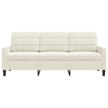 Sofá de 3 lugares 180 cm veludo cor creme